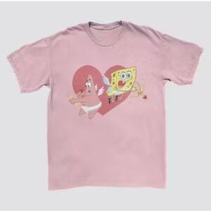 NWT SpongeBob SquarePants Men’s Pink T-Shirt SpongeBob and Patrick Cupid